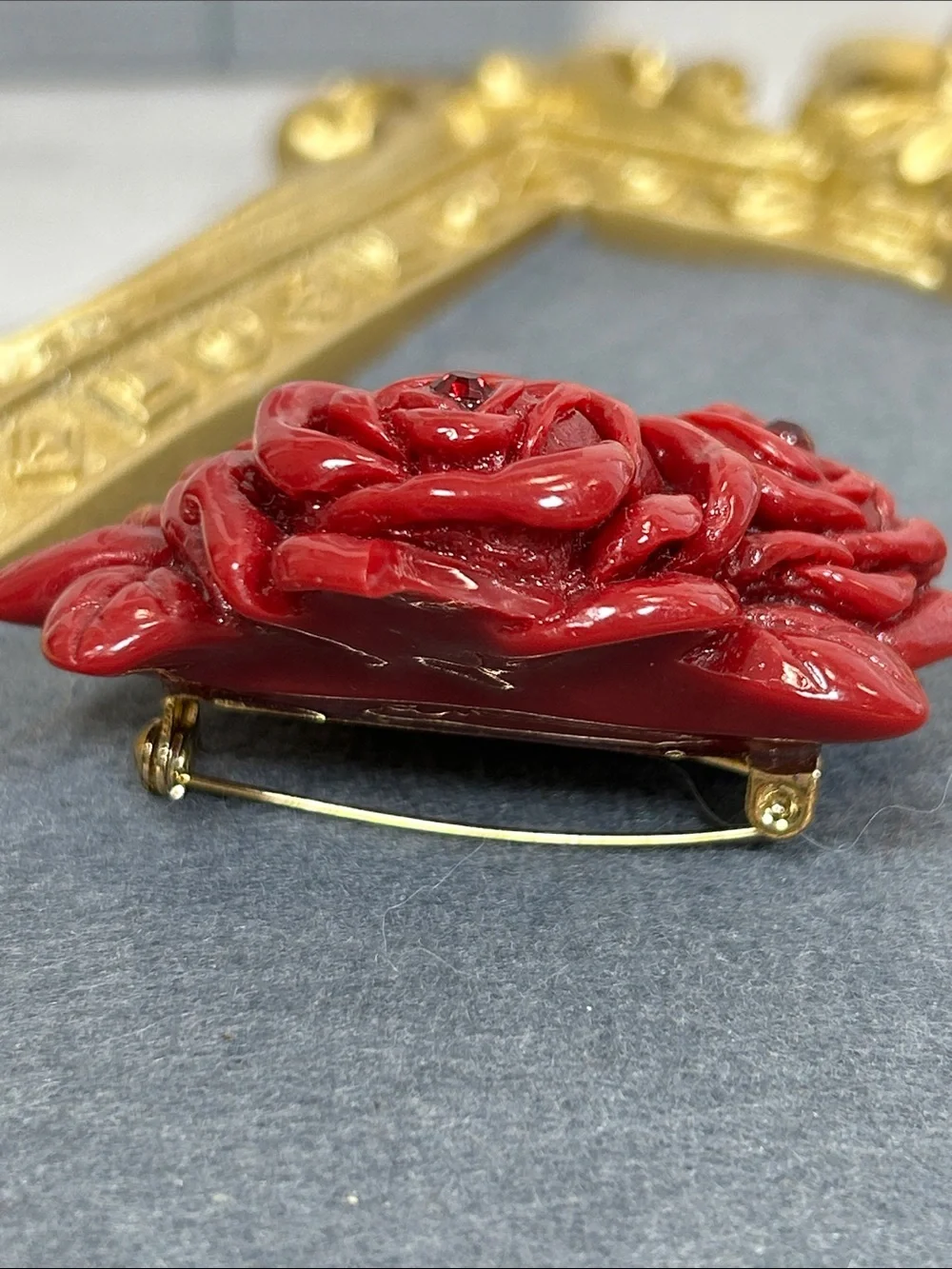 Vintage Red Rose Cluster Brooch - Women Accessories